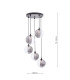 Federico 5 Light Cluster Ceiling Pendant Matt Black With Smoked/Clear Ribbed Glass-2