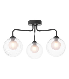 Feya 3 Light Semi Flush Ceiling Matt Black With Clear/Opal Glass-1
