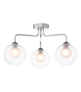 Feya 3 Light Semi Flush Ceiling Polished Chrome With Clear/Opal Glass-1