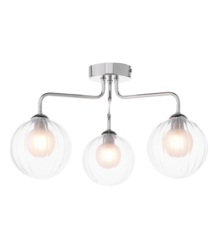 Feya 3 Light Semi Flush Ceiling Polished Chrome With Clear/Opal Glass-1