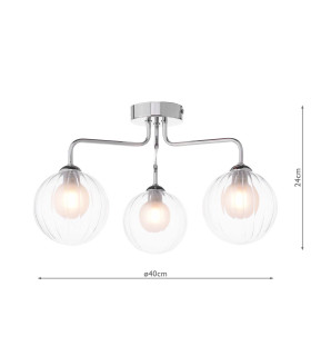 Feya 3 Light Semi Flush Ceiling Polished Chrome With Clear/Opal Glass-2