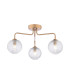Feya 3 Light Semi-Flush Antique Bronze With Ribbed Glass-1