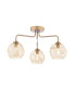Feya 3 Light Semi-Flush Antique Bronze With Organic Amber Glass-1