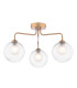 Feya 3 Light Semi-Flush Antique Bronze With Clear/Opal Glass-1
