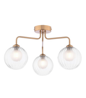 Feya 3 Light Semi-Flush Antique Bronze With Clear/Opal Glass-1