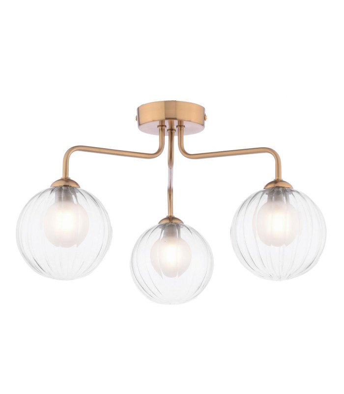 Feya 3 Light Semi-Flush Antique Bronze With Clear/Opal Glass-1