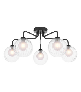 Feya 5 Light Semi Flush Ceiling Matt Black With Clear/Opal Glass-1