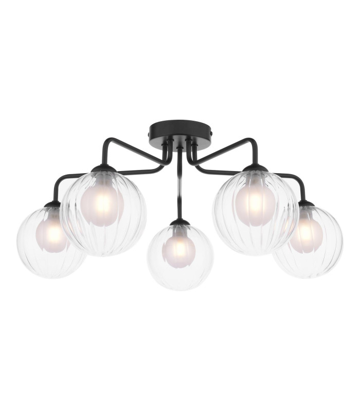 Feya 5 Light Semi Flush Ceiling Matt Black With Clear/Opal Glass-1
