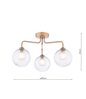 Feya 3 Light Semi-Flush Antique Bronze With Clear/Opal Glass-2