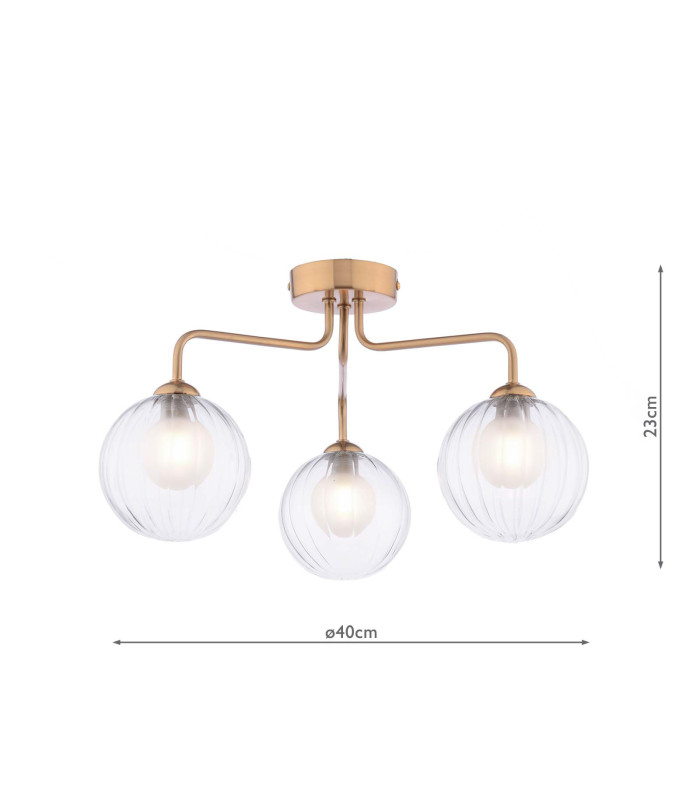 Feya 3 Light Semi-Flush Antique Bronze With Clear/Opal Glass-2