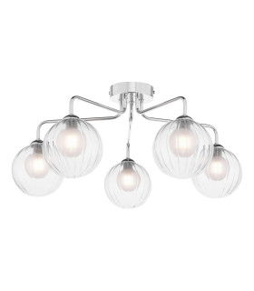 Feya 5 Light Semi Flush Ceiling Polished Chrome With Clear/Opal Glass-1