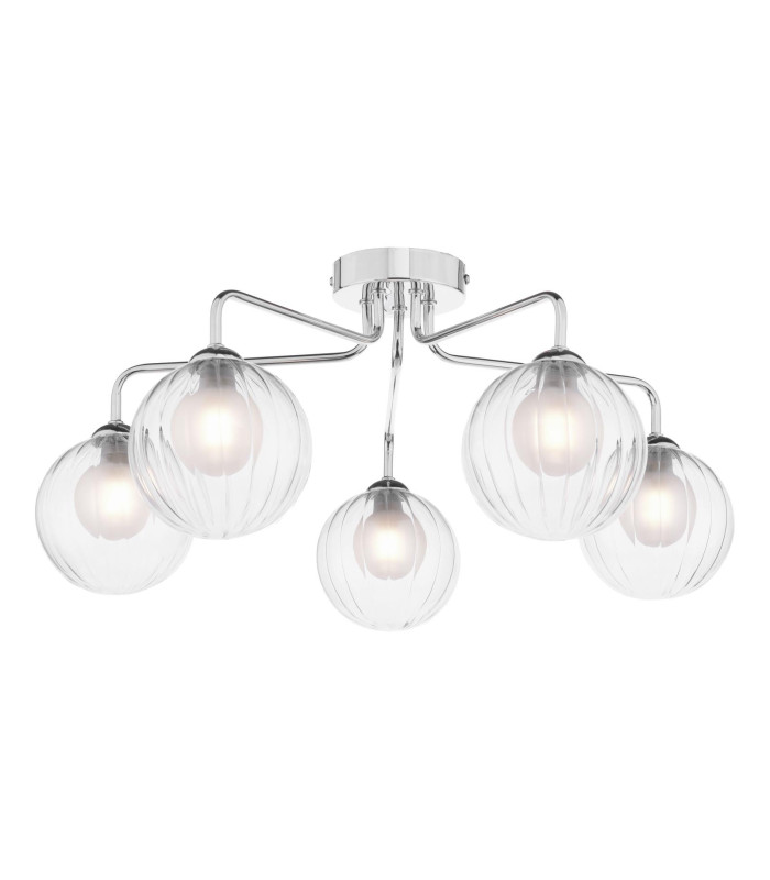 Feya 5 Light Semi Flush Ceiling Polished Chrome With Clear/Opal Glass-1