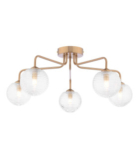 Feya 5 Light Semi-Flush Antique Bronze With Ribbed Glass-1