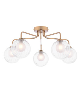 Feya 5 Light Semi-Flush Antique Bronze With Clear/Opal Glass-1