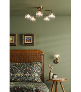 Feya 5 Light Semi-Flush Antique Bronze With Clear/Opal Glass-2