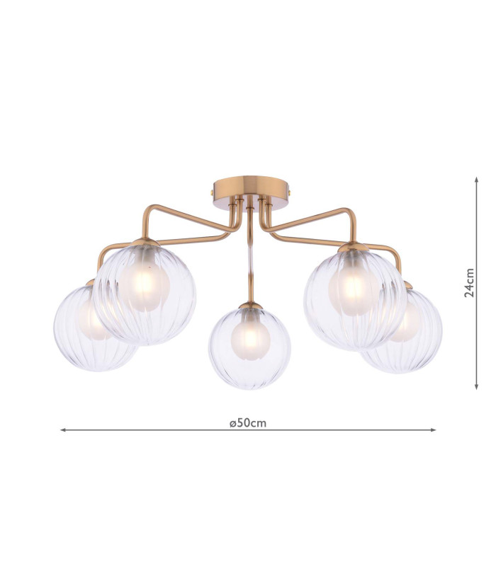 Feya 5 Light Semi-Flush Antique Bronze With Clear/Opal Glass-4