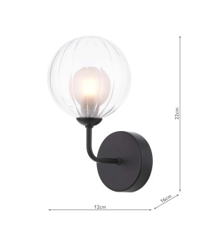 Feya Wall Light Matt Black With Clear/Opal Glass-2