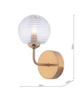 Feya Wall Light Antique Bronze With Ribbed Glass-2