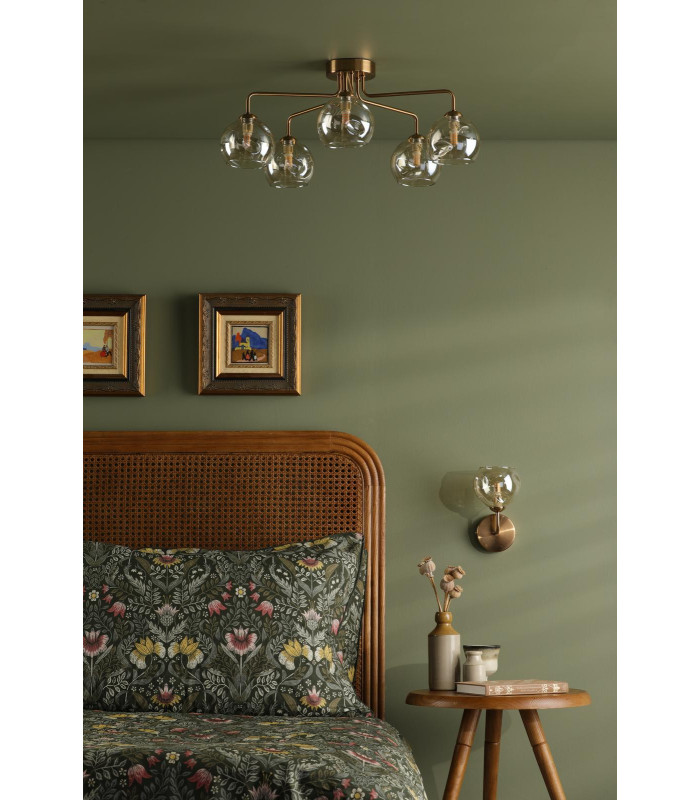 Feya Wall Light Antique Bronze With Organic Amber Glass-3