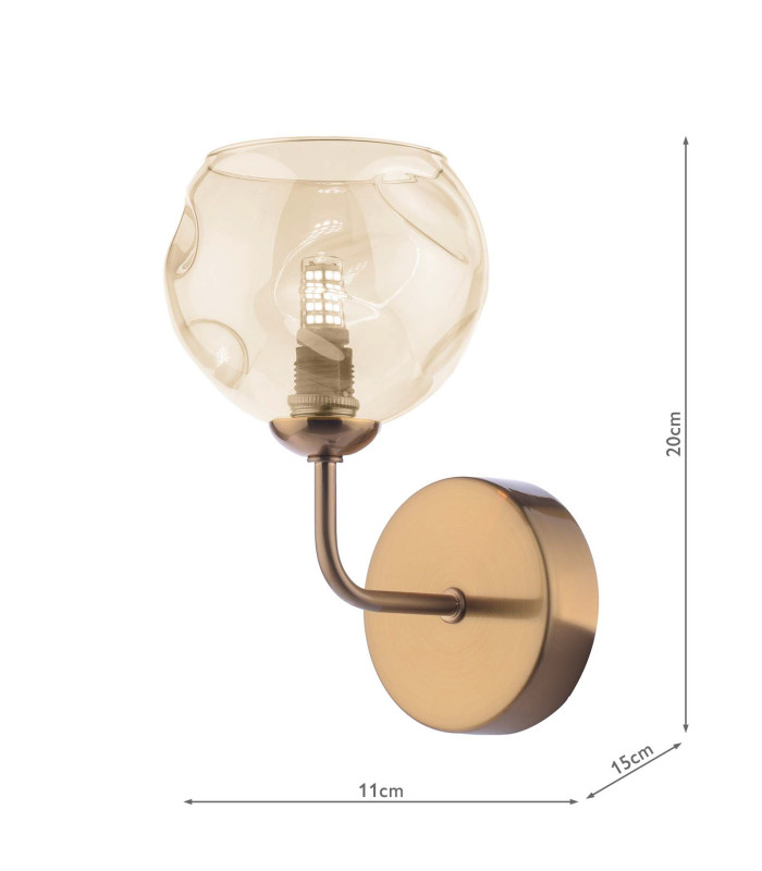 Feya Wall Light Antique Bronze With Organic Amber Glass-4