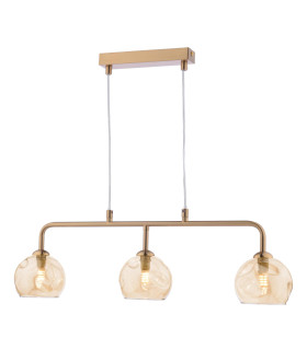 Feya 3 Light Bar Ceiling Pendant Antique Bronze With Organic Amber Glass-1