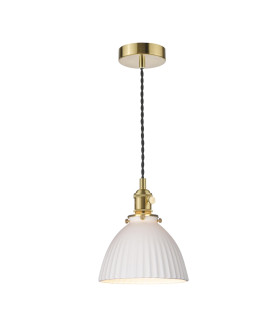 Hadano Ceiling Pendant Natural Brass & Ceramic Domed Shade-1