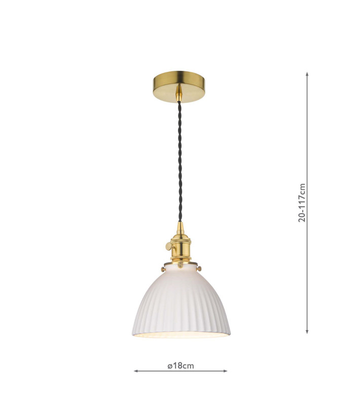 Hadano Ceiling Pendant Natural Brass & Ceramic Domed Shade-4