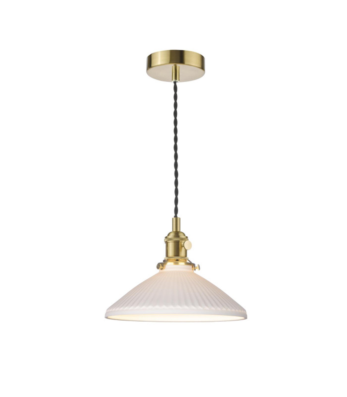 Hadano Ceiling Pendant Natural Brass & Ceramic Shallow Shade-1