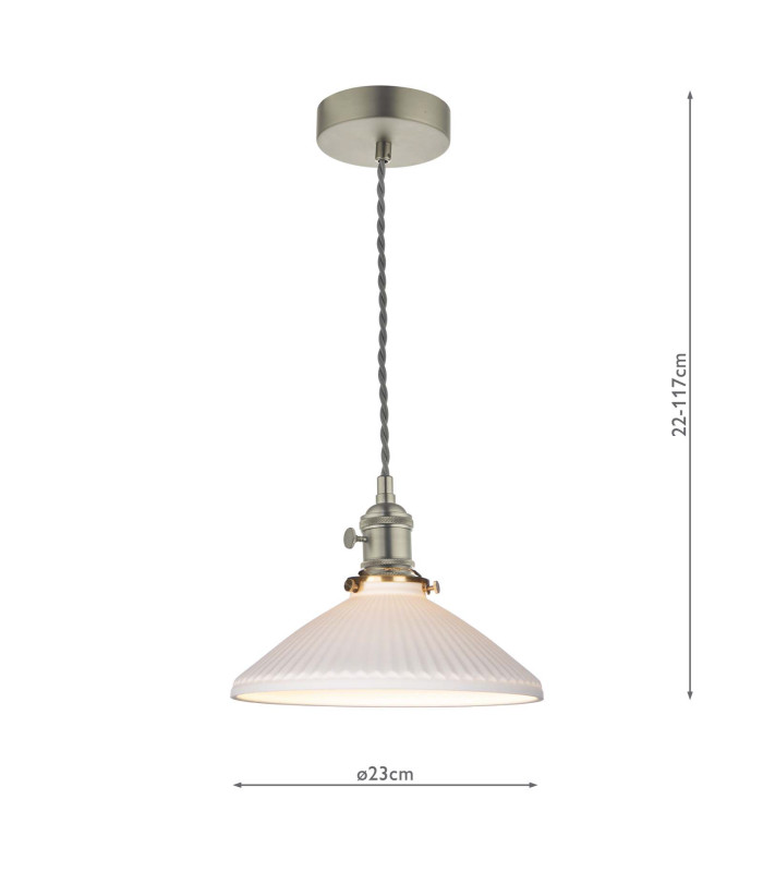 Hadano Ceiling Pendant Antique Chrome & Ceramic Shallow Shade-2