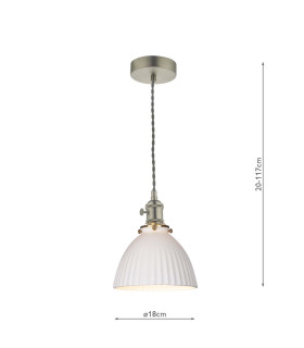 Hadano Ceiling Pendant Antique Chrome & Ceramic Domed Shade-2