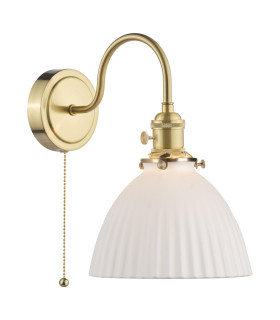 Hadano Wall Light Natural Brass & Ceramic Domed Shade-1