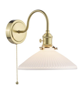 Hadano Wall Light Natural Brass & Ceramic Shallow Shade-1