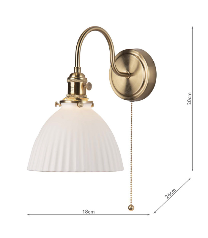 Hadano Wall Light Natural Brass & Ceramic Domed Shade-4