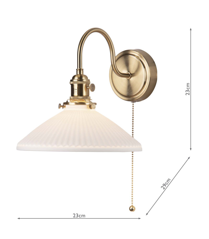 Hadano Wall Light Natural Brass & Ceramic Shallow Shade-4