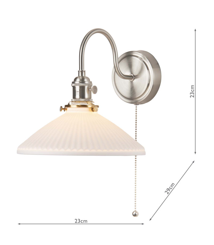 Hadano Wall Light Antique Chrome & Ceramic Shallow Shade-2