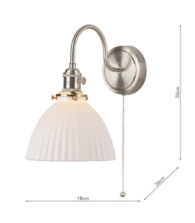 Hadano Wall Light Antique Chrome & Ceramic Domed Shade-2