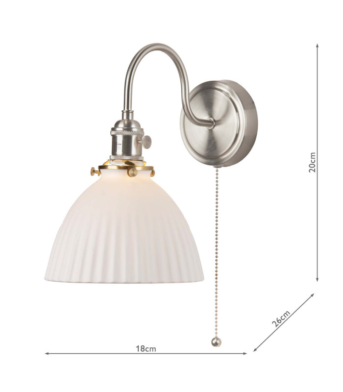 Hadano Wall Light Antique Chrome & Ceramic Domed Shade-2