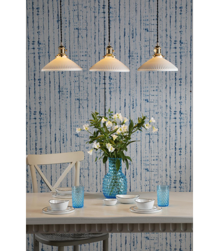 Hadano 3 Light Bar Ceiling Pendant Natural Brass & Ceramic Shallow Shade-2