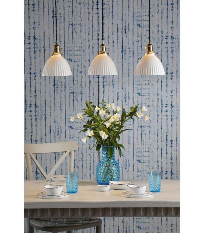 Hadano 3 Light Bar Ceiling Pendant Natural Brass & Ceramic Domed Shade-2