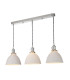 Hadano 3 Light Bar Ceiling Pendant Antique Chrome & Ceramic Domed Shade-1