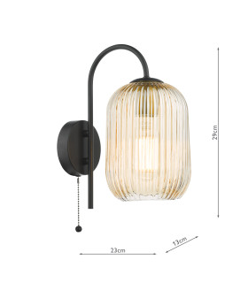 Idra Wall Light Matt Black and Champagne Ribbed Glass-2