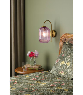 Idra Wall Light Aged Bronze and Pink Ribbed Glass-2