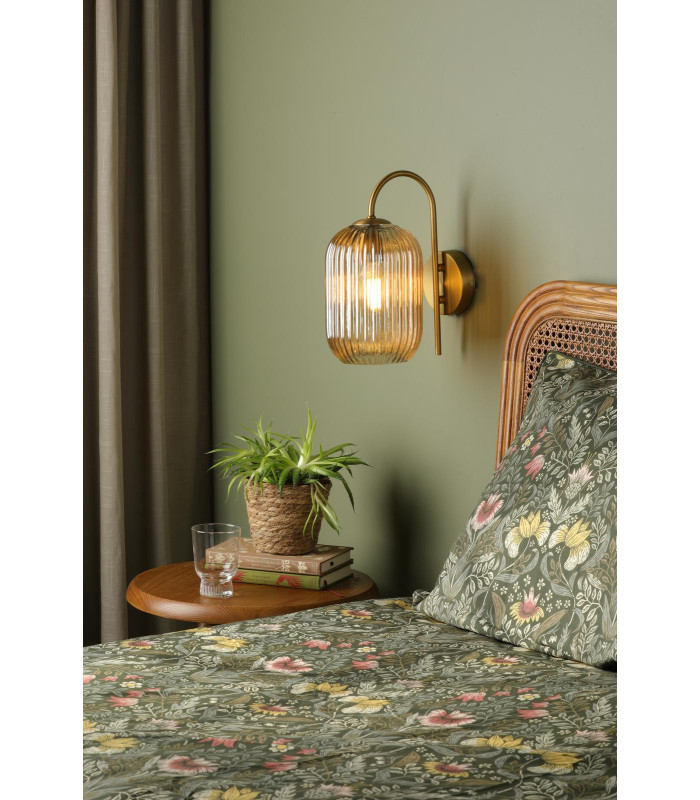 Idra Wall Light Aged Bronze and Champagne Ribbed Glass-2