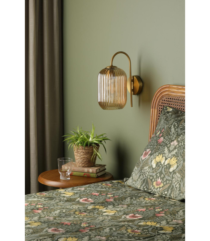 Idra Wall Light Aged Bronze and Champagne Ribbed Glass-3