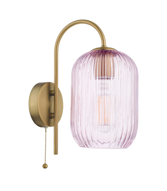 Idra Wall Light Aged Bronze and Pink Ribbed Glass-5