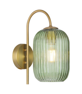 Idra Wall Light Aged Bronze and Green Ribbed Glass-1