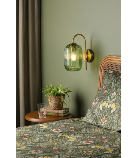 Idra Wall Light Aged Bronze and Green Ribbed Glass-2