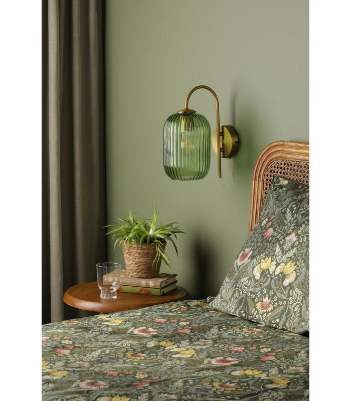 Idra Wall Light Aged Bronze and Green Ribbed Glass-3