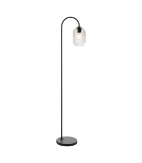Idra Floor Lamp Matt Black and Ribbed Glass-1