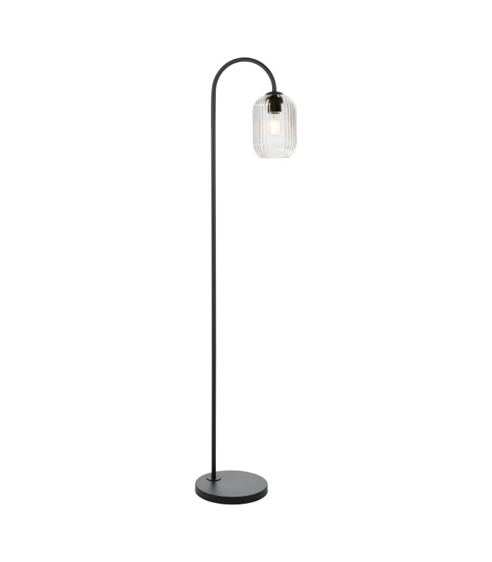 Idra Floor Lamp Matt Black and Ribbed Glass-1